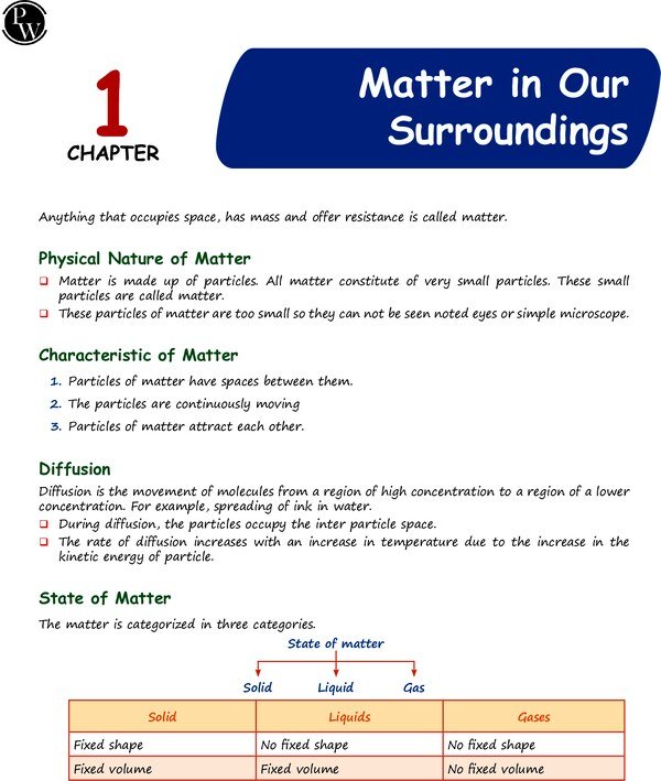 Notes for 9th students matter in our surroundings