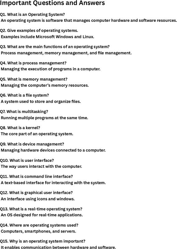 Thumbnail for Operating System – Important Questions and Answers