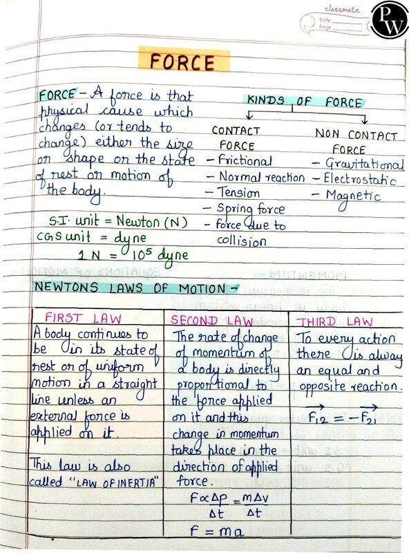 Physics notes for work,power and energy class 10th
