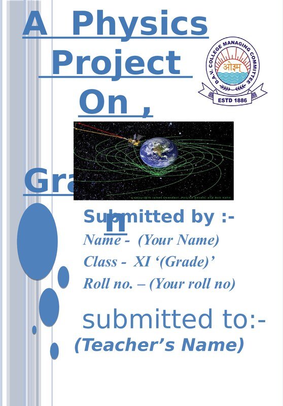 Physics project regarding gravitation