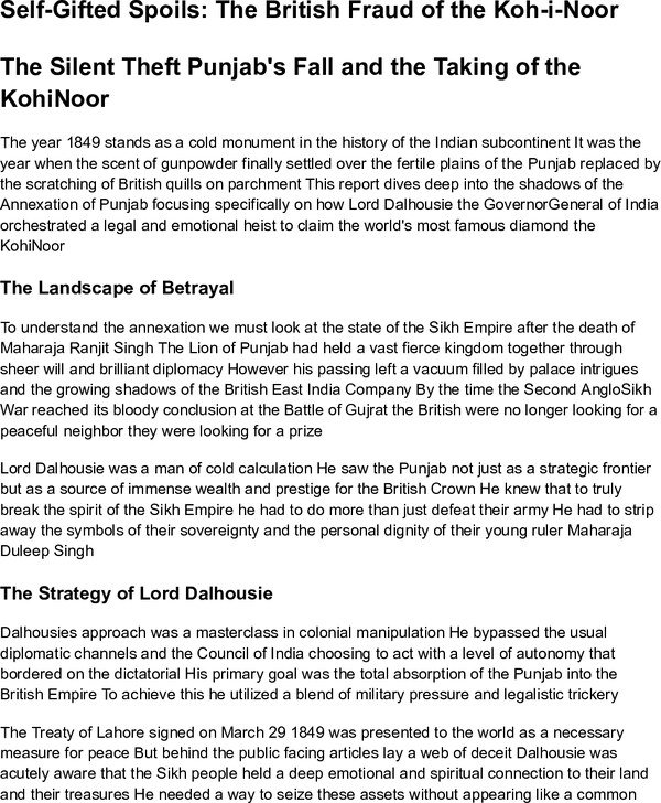 Thumbnail for Self-Gifted Spoils: The British Fraud of the Koh-i-Noor