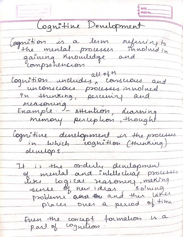 Cognitive development and its stages of cognitive development