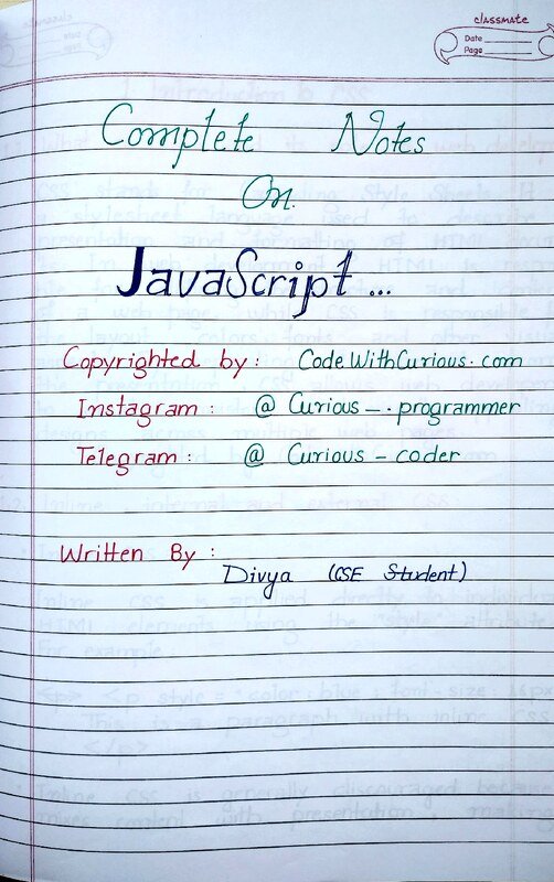 Thumbnail for JavaScript Handwritten Notes for Beginners (Complete Guide) – Free PDF