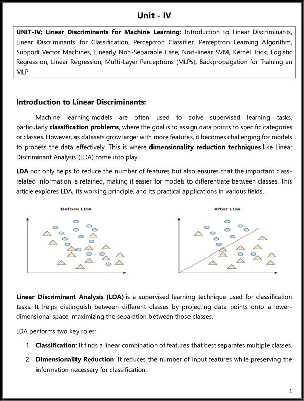 Thumbnail for Machine Learning Unit 4 Notes (LDA, SVM, Logistic Regression, MLP) – Free PDF