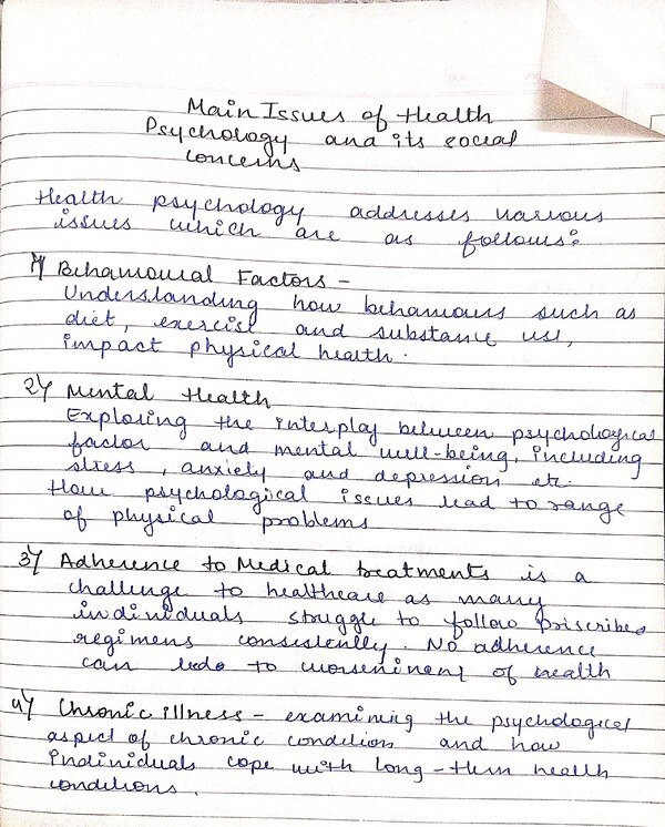 Thumbnail for Main issues of health psychology, its major social concerns, behavioral factors
