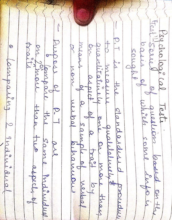 Psychological tests, classification and characteristics