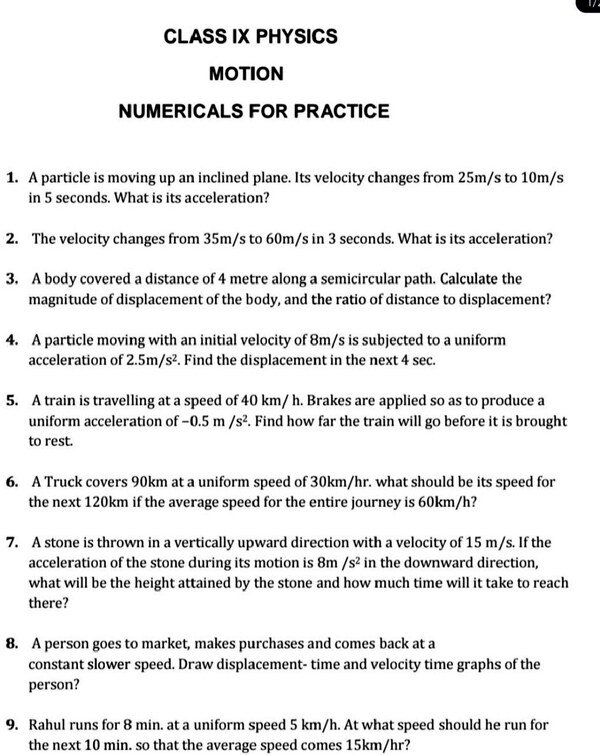 Thumbnail for Class 9 &10 Motion Chapter Important Questions ( practice Paper)