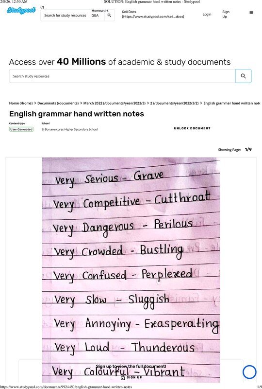 Thumbnail for English language grammar notes