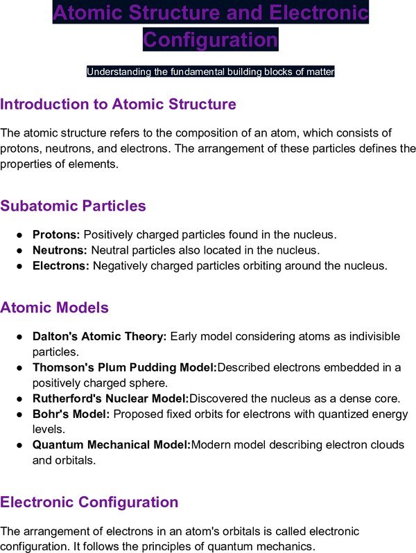 Thumbnail for Atomic Structure and Electronic Configuration