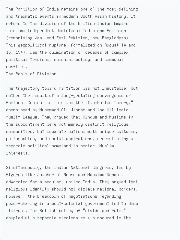 Thumbnail for Historical Overview: The Partition of India (1947)