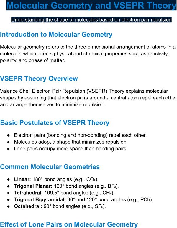 Thumbnail for Molecular Geometry and VSEPR Theory