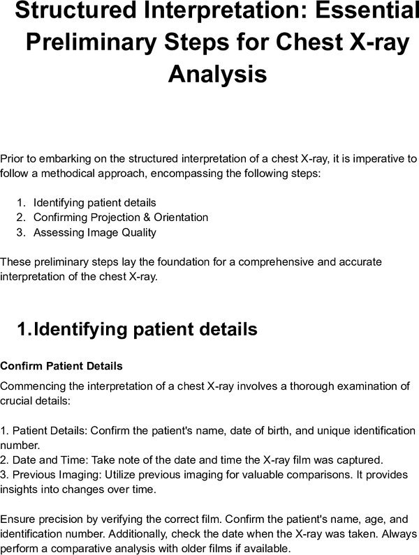 Thumbnail for Structured Interpretation - Essential Preliminary Steps for Chest X-ray Analysis