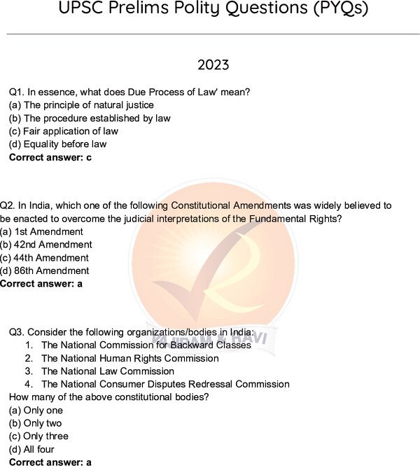 polity year wise Question bank