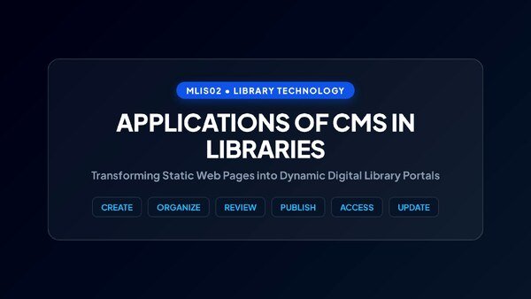 Thumbnail for Applications of CMS in Libraries