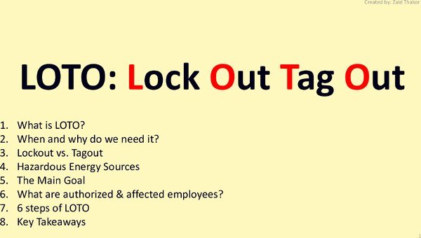 Thumbnail for Industrial Safety practices - LOTO
