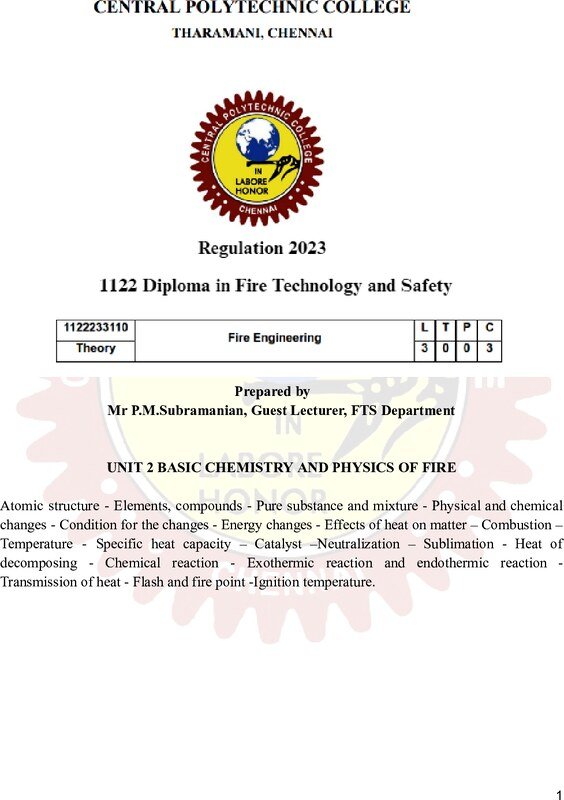 Thumbnail for UNIT 2 BASIC CHEMISTRY AND PHYSICS OF FIRE