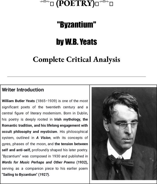 Thumbnail for W.B. Yeats "Byzantium" - Complete Critical Analysis & Study Notes BS English