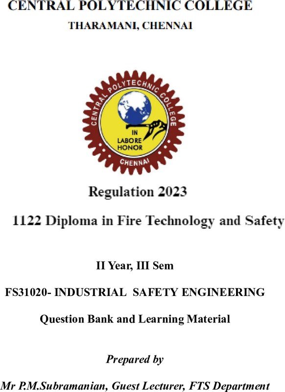 FS31020- INDUSTRIAL  SAFETY ENGINEERING