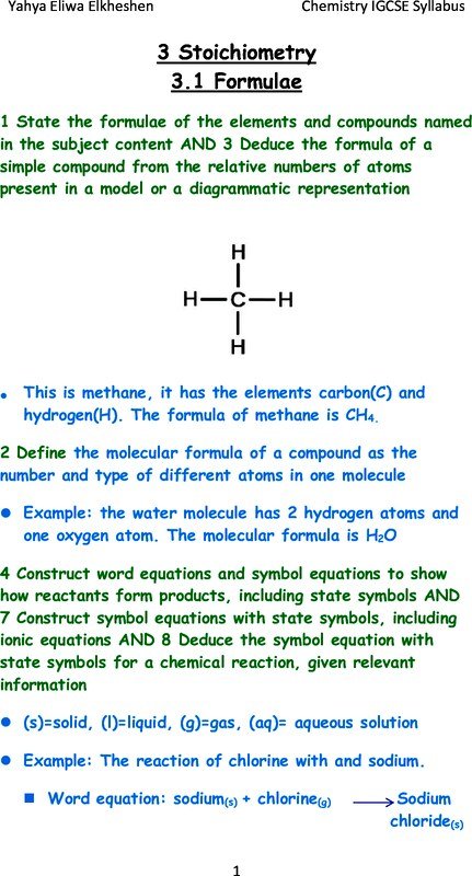 Thumbnail for IGCSE Chemistry Summery(3 Stoichiometry)