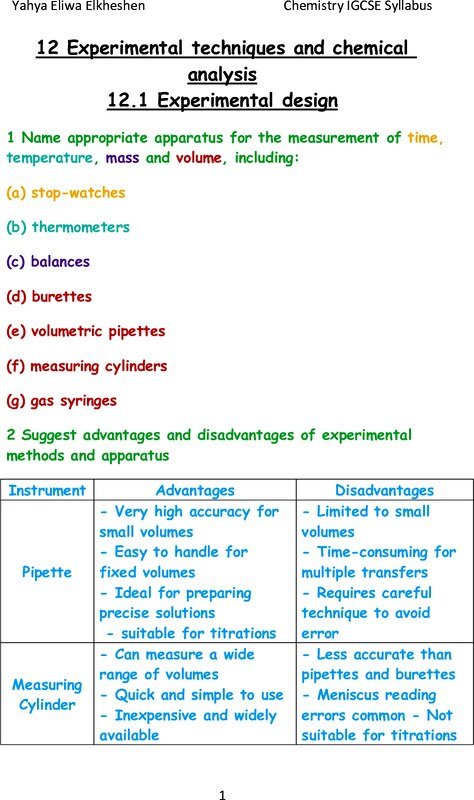 IGCSE chemistry(12 Experimental techniques and chemical)